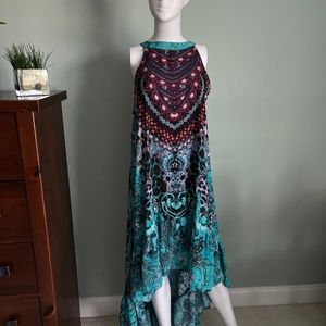 NWT Charlie Paige Multicolor Asymmetrical Hemline Dress
